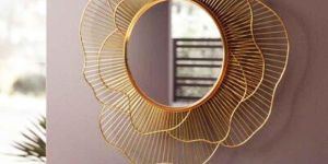 Feather Touch Metal Glass Designer Wall Mirror