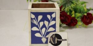 Blue Bone Inlay Pen Holder