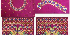 Pink Blouse Designs for Silk Sarees