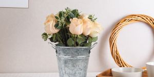 Galvanized Metal Flower Pot Planters, Anti-Rust Small Metal Bucket with Handles