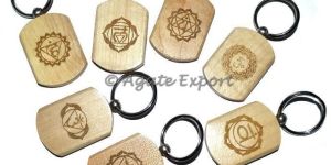 Wood Engraved Keychain Set