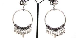 Oxidized Round Earrings