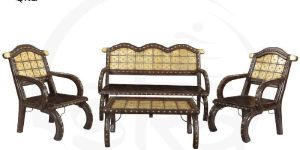 3 Seater Brass Block Sofa Set