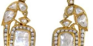 Gold Diamond Polki Earrings