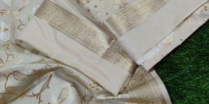 Banarasi Handloom Katan Silk with Gold Silver Alfi Meena Weaved Unstitched Kameez Dupatta Suit Set