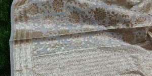 Dyeable Chanderi Silk Mat Lorex Weaved White Dupatta