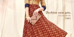 Rayon And Cotton 3/4th Sleeve Anarkali Dress
