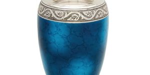 Large Aluminium Blue Pattern with Silver Adult Cremationurn Urn