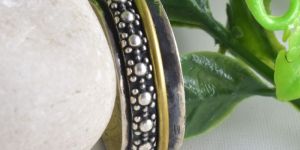 Silver Brass Floral Design Rotating Fidget Botanical Flower Ring