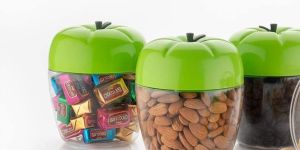 ROUND JAR CONTAINER WITH APPLE SHAPE FOR KITCHEN STORAGE (250ML)