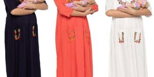 Women Rayon Embroidery Maternity Clothes