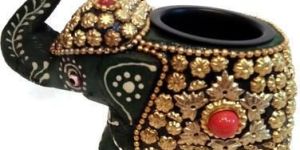 Wooden Elephant Candle Stand