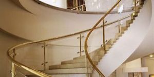 Stainless Steel with PVD Gold Coating Glass Railing