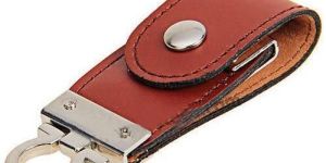 Leather Keychain with Pen Drive