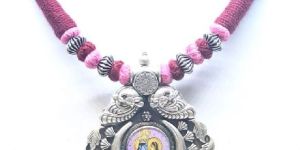 Antique Silver Radha Krishna Necklace