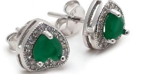 CZ Green Stone Heart Earring