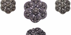 Designer Marcasite Flower Pendant Set