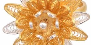 Filigree Two Tone Flower Ring