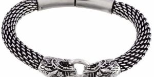 Oxidised Silver Bull Bracelet