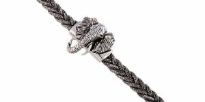 Oxidised Silver Elephant Bracelet