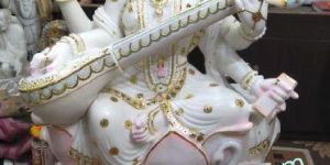 Saraswati Mata Marble Statue