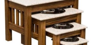 Stool Wooden Feeder Pets Bowls