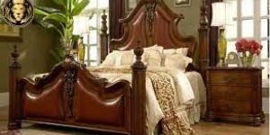 Antique Style Carved Teak Wood Bed