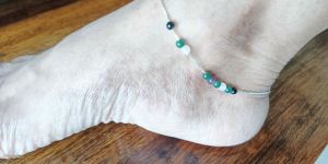 Multi Crystal Silver Anklet