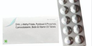 DHA L-Methyl Folate Pyridoxal-5-Phosphate Cyanocobalamin Biotin Tablets