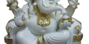Gold Plated Marble Ganesh Statue