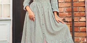 Grey Long Flared Kurti