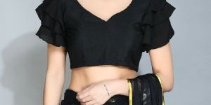 Neck Ruffled Sleeves Blouse