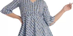 Ladies Printed Grey Top