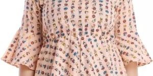 Ladies Printed Pink Top