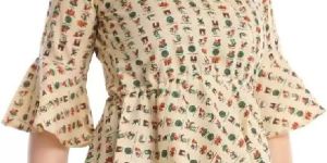 Ladies Printed Yellow Top