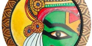 Kathakali Art Wooden Base Wall Plate
