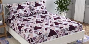 Maroon Triangle 108x108 Inch Supersoft Glace Cotton Bedsheet