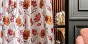 White Printed Silk Curtain