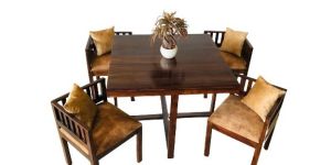 Compact Solid Wood 6 Seater Dining Table Set