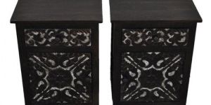 Carved Pair Bedside Table