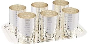 1055 Silver Plated Tray Glass Set