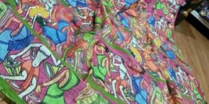 Printed Tussar Ghicha Saree