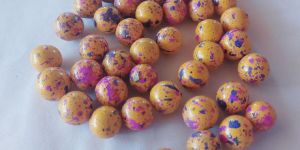 Yellow Painted Glass Balls Italian Polished
