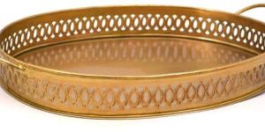 Round Oval Golden White Farmhouse Food Home Decoration Coffee Table