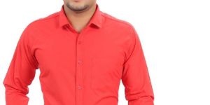 Real Cotton LT Red Plain Twill Men's Shirt