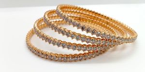 Bridal Wear Real And Natural Diamond Single Line Bangles