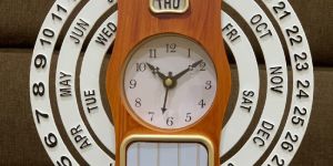 Wooden Calendar with Clock