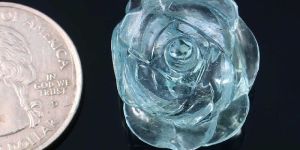 100% Natural Aquamarine Rose Design Eye Clean Carving Gemstone