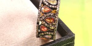 925 Sterling Silver 24k Gold Plated Multi Sphere Gemstone Rings