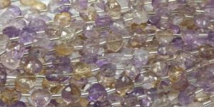 Attractive Ametrine Heart Shape 10mm Faceted Beads
